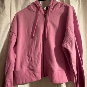 Pink matching sweatshirt and shorts set